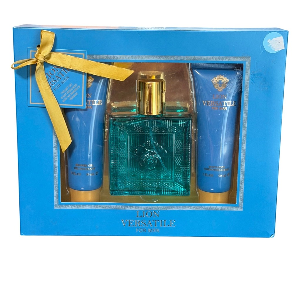 Lion Versatile‎ For Man EBC Collection Fragrance Gift Set 3.4oz Spray Lotion Gel